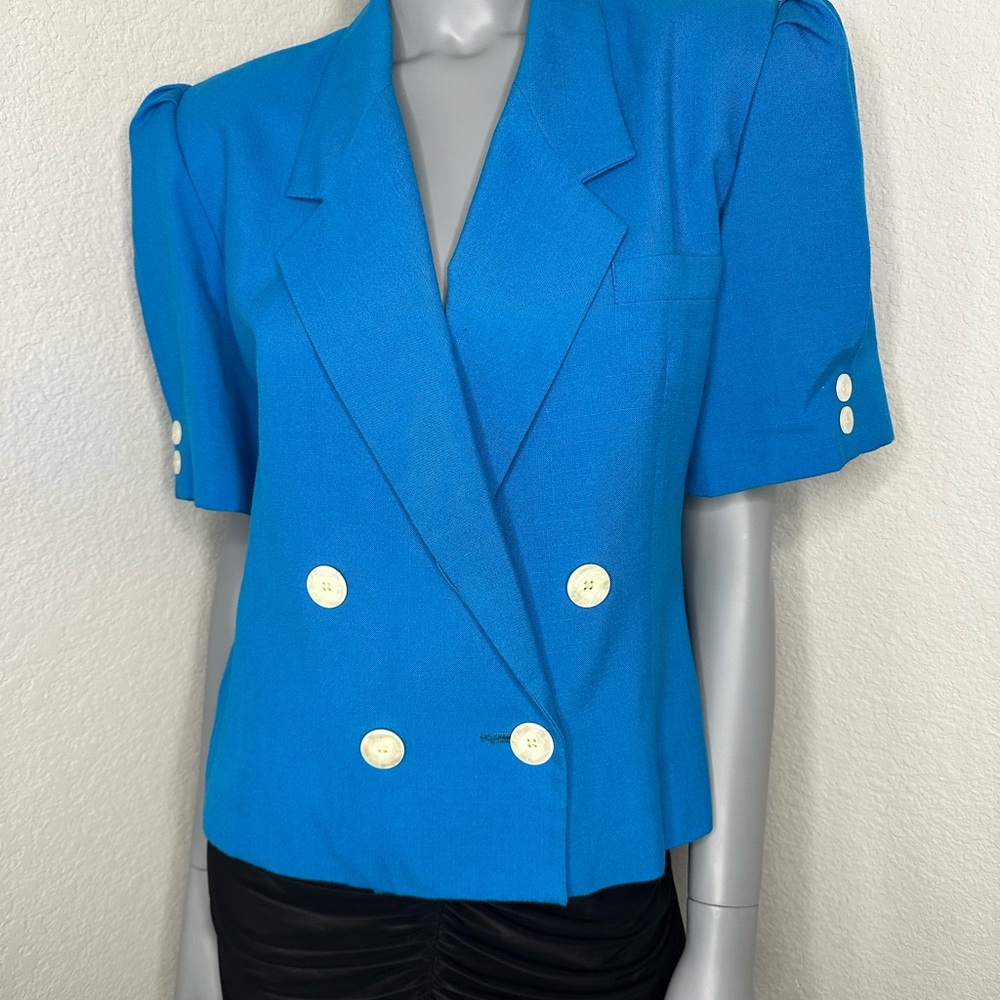 Vintage Women's Blue Double-Breasted Jacket